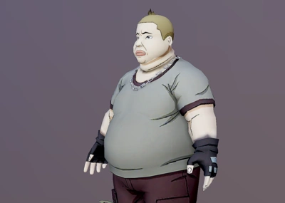 二次元 手绘 卡通 q版 漫画 动漫 胖子 肥胖 小混混 黑社会 打手 流氓