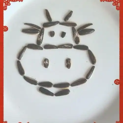 瓜子皮拼摆牛,嗨皮牛耶