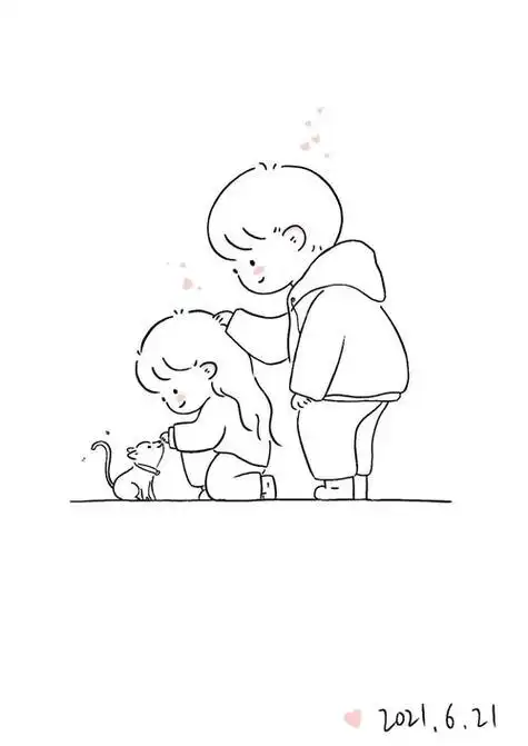 情侣手绘简笔画海豚图片手绘简笔画情侣人物