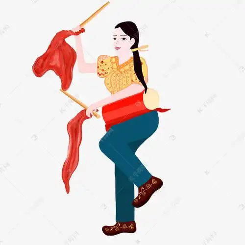 中国风新年节庆凤阳花鼓击鼓手绘