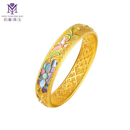 名媛珠宝足金9999古法螺钿手镯传承古法花丝珐琅彩直播改价专拍