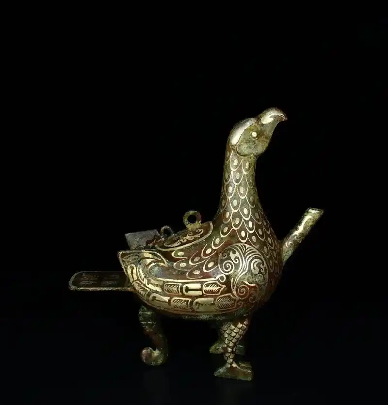 战国青铜——错银鸟壶—— 高:25厘米——宽:24厘米——  - 抖音