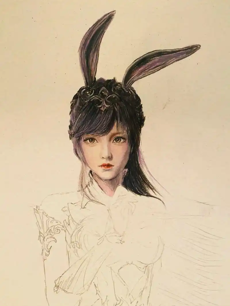 斗罗大陆 小舞 手绘 彩铅小舞9494只拍了两张过程图,凑合看吧