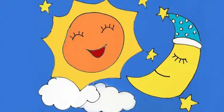 儿童简笔画教程|可爱的太阳和月亮,简单又好画