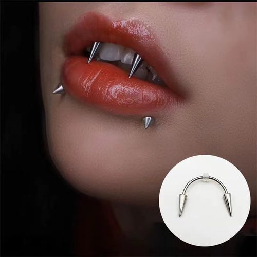 穿刺女孩 可欲可甜 钛钢唇系带钉德古拉钉微笑钉尖堆钉朋克风饰品
