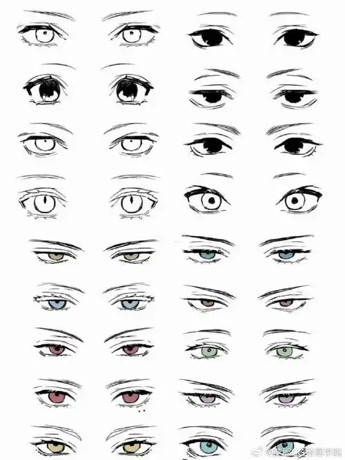 绘画超话#绘画参考##绘画素材#画oc必备,尝试一下不同的风格的眼睛