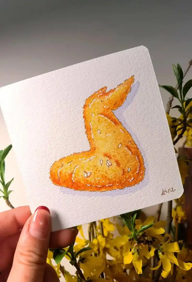 炸鸡翅.#画渣进步史 #钢笔淡彩 #零基础学画画 #每日一画 - 抖音