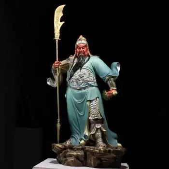 圆通佛具关公像供奉铜关公摆件纯铜关羽关二爷武财神爷佛像神像家工艺