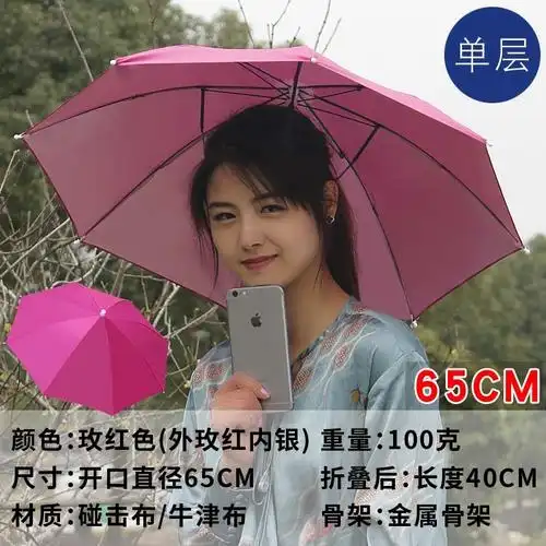 钓鱼遮阳伞头伞雨帽伞帽头戴式雨伞帽防雨头带折叠帽子大号斗笠顶