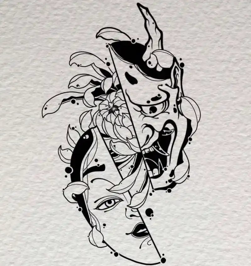 暗黑般若#个性纹身图案 #老传统纹身手稿 - 抖音