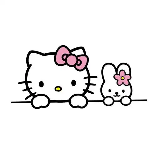 ky 卡艺 汽车贴纸 hello kitty猫 尾部贴 随意贴 划痕贴 搞笑可爱卡通