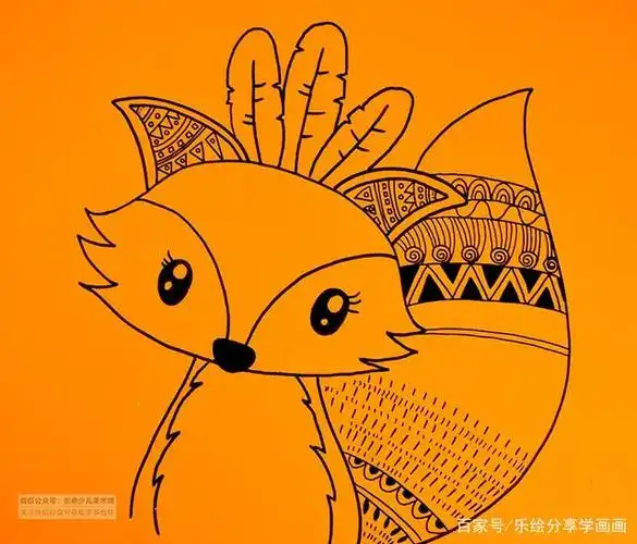 儿童画教程|线描漫步与创想《丛林里的小狐狸》