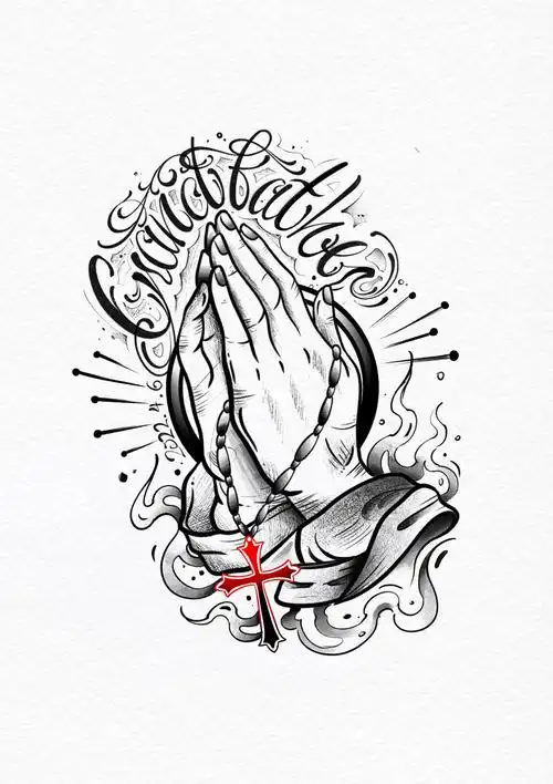 纹身  #图案  #原创  #祈祷之手 #花字体纹身原创设计,画图不易纬偿