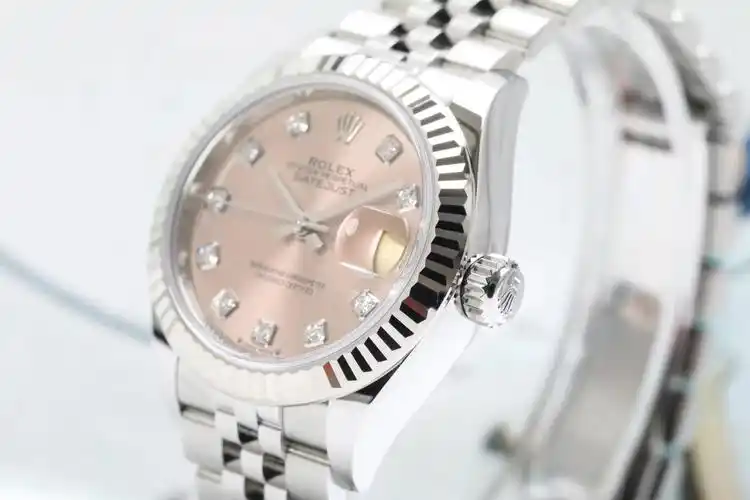 未使用2024年全套劳力士28mm粉盘原钻日志型手表女士正品m279174
