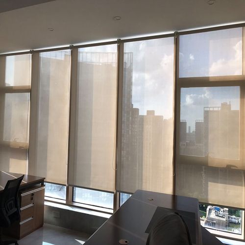 苏州阳光面料卷帘窗帘遮阳透景上下升降拉珠卷帘