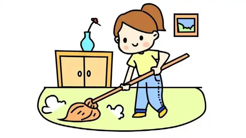 51劳动节爱劳动正在拖地的女孩简笔画教程儿童学画卡通人物美术做家务