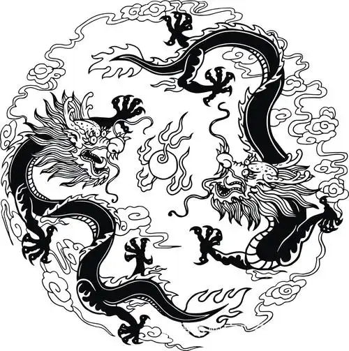 双龙戏珠画图片