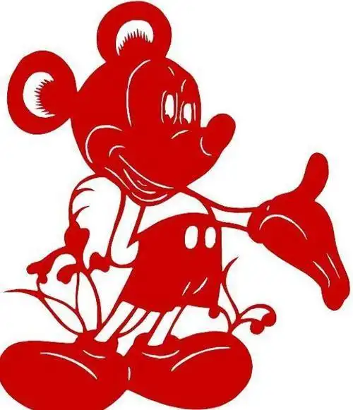 剪纸米老鼠卡通图案剪纸大全-可爱的米老鼠米奇老鼠喜字字贴婚房布置