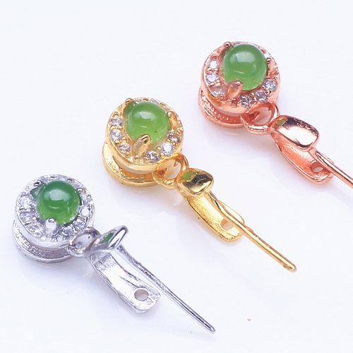 吊坠扣夹扣头扣子s925银扣diy配件镶嵌天然扣