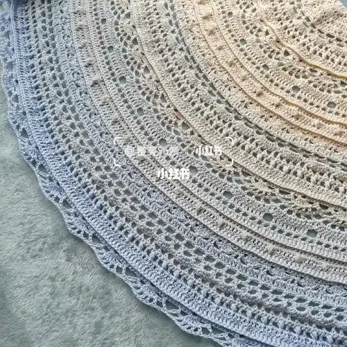 钩针披肩进度6杏蓝半圆披肩第66行