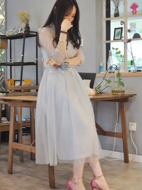 今日穿搭纱裙77亮晶晶高跟鞋