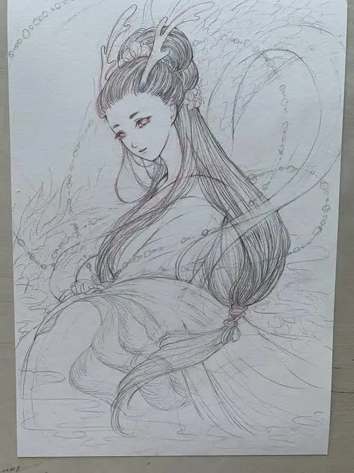 颜彩手绘 古风龙女