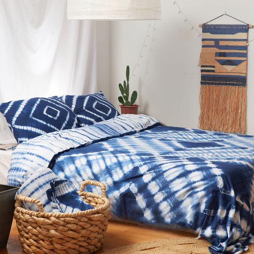 shiboridyed印度手工蓝染草木扎染床上三件套床上用品