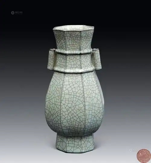 0315宋代宋哥窑金经铁线八棱贯耳尊