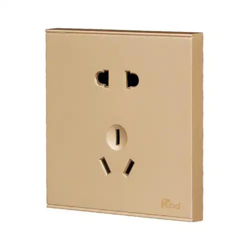 五孔插座86型暗装墙壁电源开关插座面板家用香槟金色5孔二