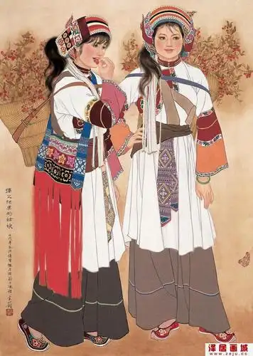 蒋采苹少数民族女性人物工笔重彩画作品赏析