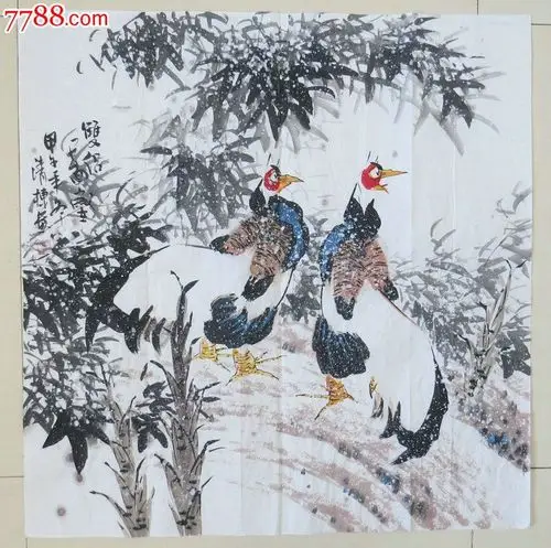 张清栋花鸟褐马鸡双侣图