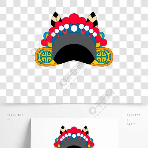 可爱卡通武生京剧帽子矢量