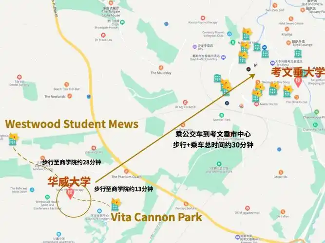 99考文垂大学在市中心,周边宿舍选择超多华威大学不在市中心,宿舍