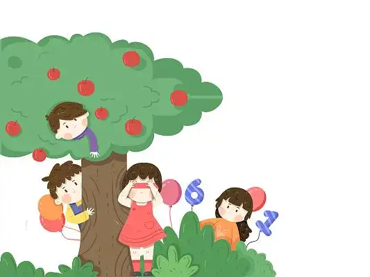 彩色手绘卡通儿童节儿童捉迷藏元素png素材