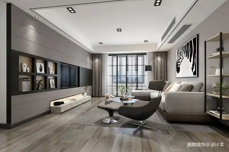 140平现代三居客厅图片大全121-150m三居现代简约家装装修案例效果图