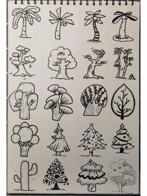 植物类简笔画Ⅰ黑白手绘Ⅰ手绘简笔画Ⅰ临摹