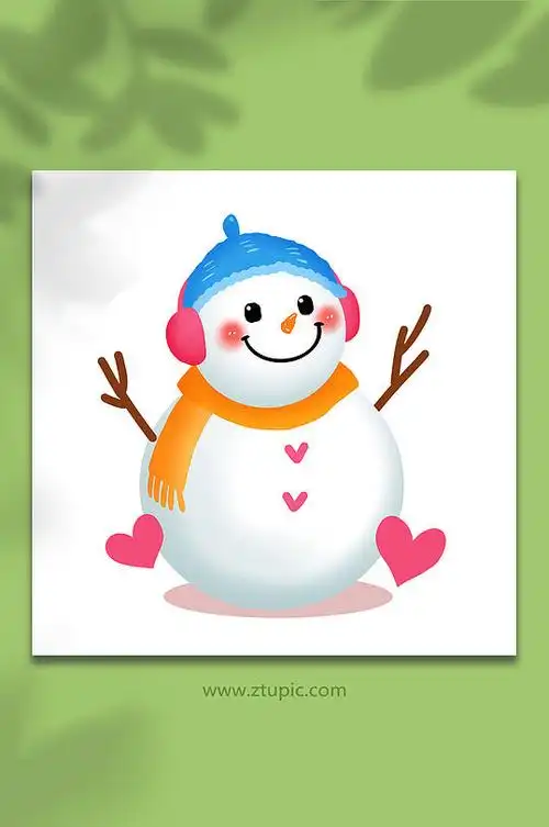 手绘卡通可爱雪人元素插画