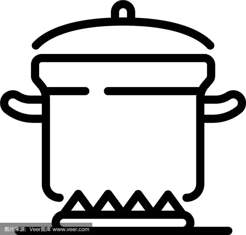 烹饪燃烧锅图标轮廓风格
