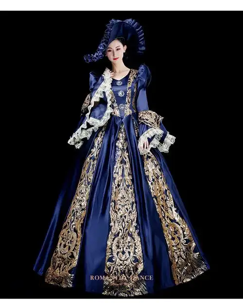 秉藜 欧洲中世纪宫廷礼服古典风洋装欧演出舞台装复古欧式贵族晚裙女