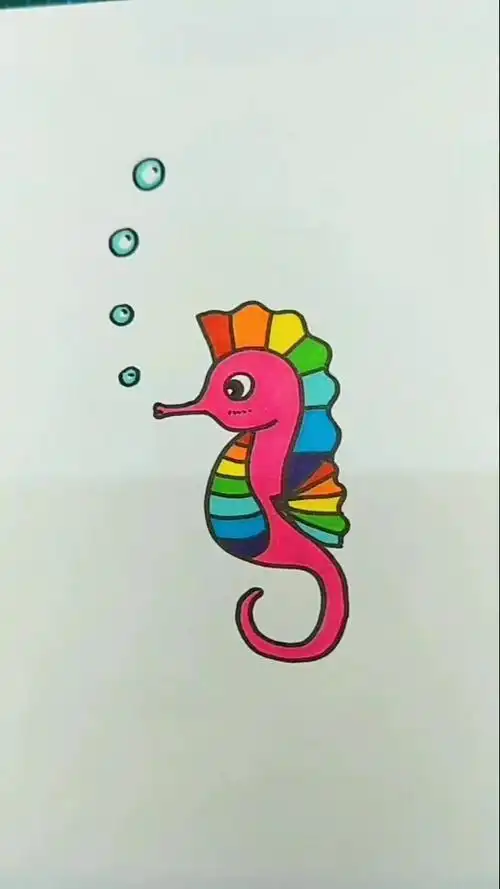 可爱的海马简笔画彩色