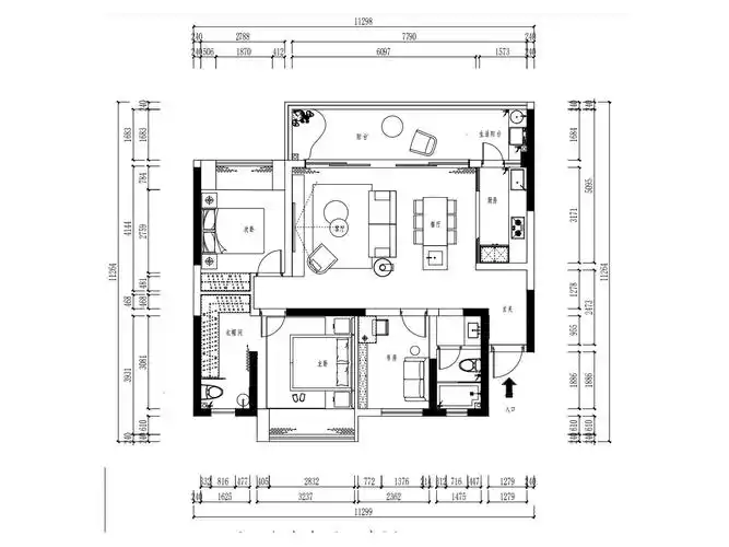 水郡未来城100平三居现代风格装修效果图