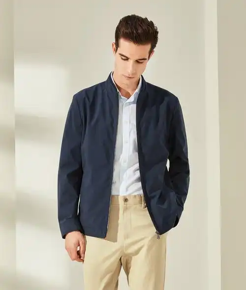 雅戈尔 夹克茄克男 秋季男士短款外套 单夹克 商务休闲 湖蓝 165/88a