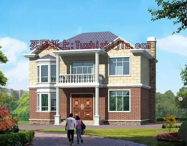 农村小户型二层房屋别墅设计图,带外观效果图