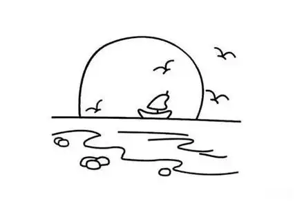 夕阳西日落怎么画日落简笔画步骤落日怎么画儿童简笔画大全太阳落山简