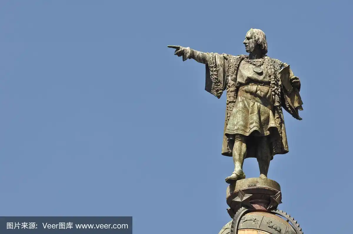 哥伦布,雕像,兰布拉大道,欧洲,古老的