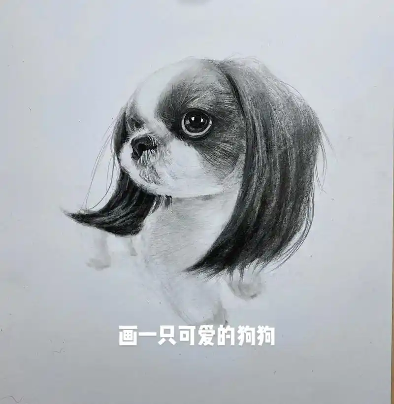 画一只可爱的狗狗#素描动物 #萌宠 #素描 #狗狗 - 抖音