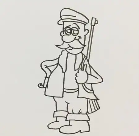 卡通猎人简笔画步骤图解