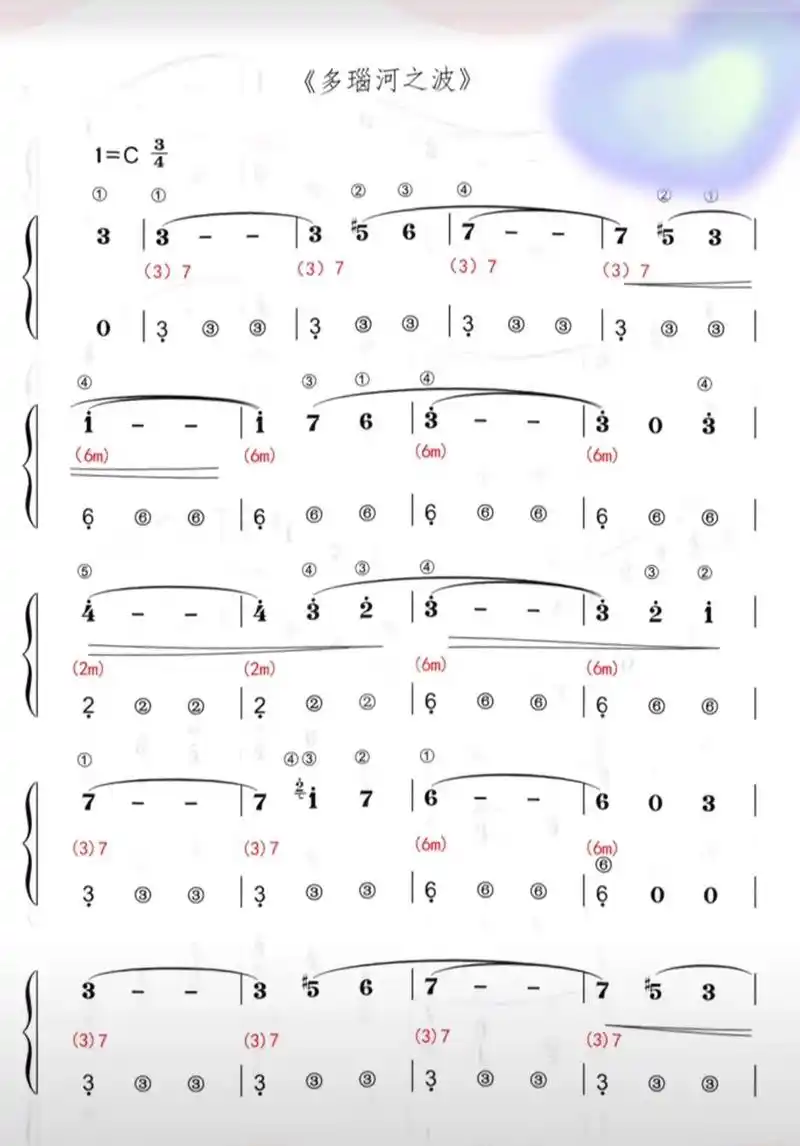 手风琴 简谱 多瑙河之波#教学简谱 #一起学习一起进步 - 抖音