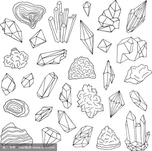 矿物晶体宝石孤立的黑色和白色