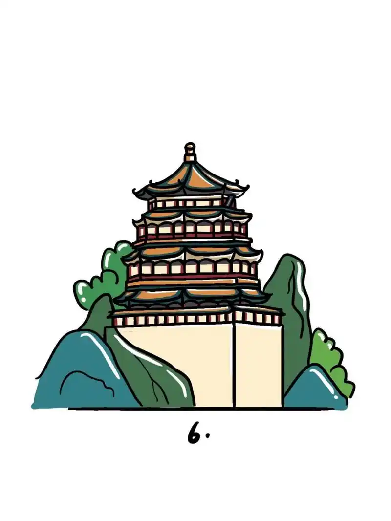 如何画颐和园|地标建筑简笔画教程66 颐和园,北京市古代皇家园林,前身